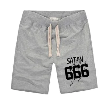Ljeto je novost da su muškarci kratke hlače Sotona 666 tiskanih muška moda čistog pamuka slobodna ukrcaj Camisetas kratke hlače ulica fitness kratke hlače muškarci
