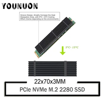 2 komada aluminijskih radijatora YOUNUON za PCIe NVMe M. 2 2280 SSD sa silikonskim termalnom brtvom, DIY laptop PC Memory Cooling Fin Radiation