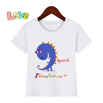 Beba Kids Happy Birthday Dinosaur Number 1-10 Print T-Shirt Children Birthday Dino Number majice dječak i djevojčica poklon poklon majica