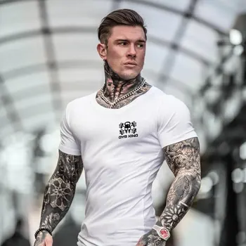 2020 New Men Mršava T-shirt Gyms Fitness Bodybuilding Vježba t shirt Male Printed Tee Tops Summer Fashion Povremeni Brand Clothing