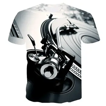 2020 ljetna muška t-shirt 3d Printing Turntable Dj Music Audiobook 3d Printing T-Shirt Fashion Summer Hip-Hop Tops