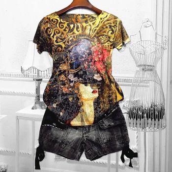 Vintage lady tiskanje Majica žene 4XL 2020 ljeto O-izrez majice kratkih rukava grafički tees tanak Модис t-shirt Majica femme